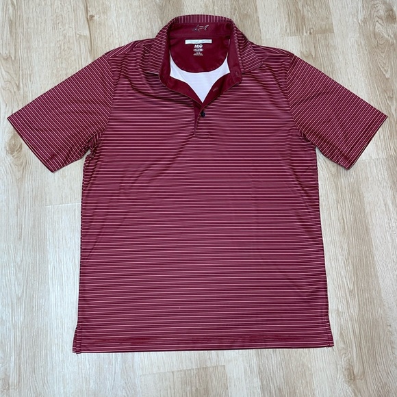 Greg Norman Collection Other - Greg Norman ML75 Dry Fit “Play Dry” Maroon Pink White Striped Golf Polo Shirt